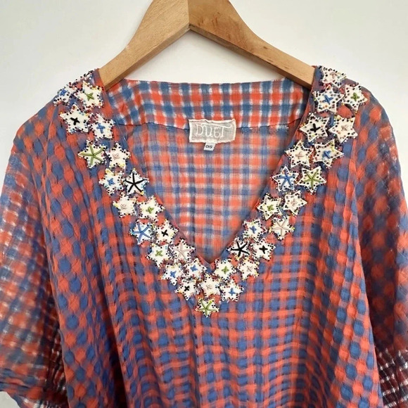 Antropologie DUET Blue and Orange Beach Coverup 100%Cotton - Picture 3 of 6